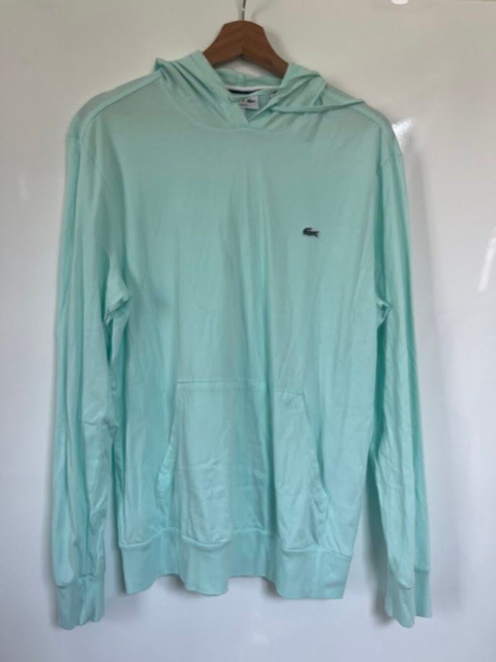 Lacoste Mint Green Lightweight Hoodie Size L Crocodile Logo